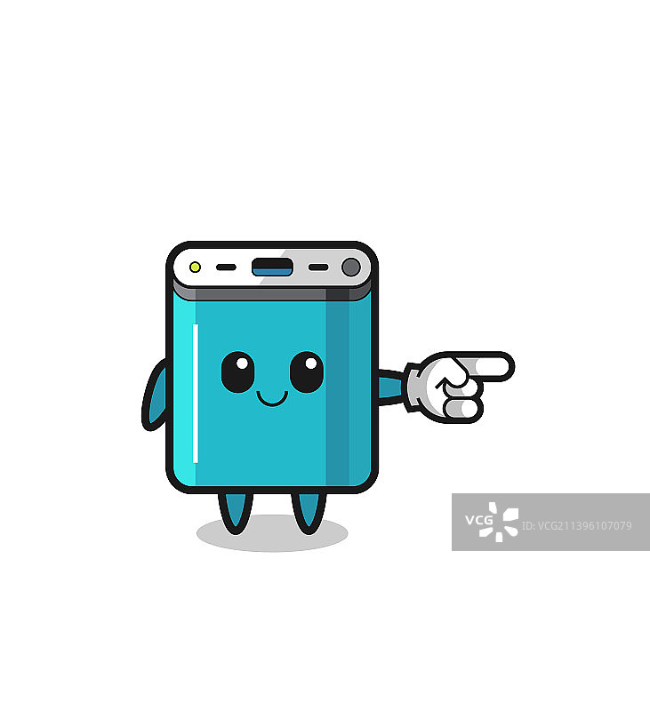 做出向右指示手势的充电宝吉祥物图片素材