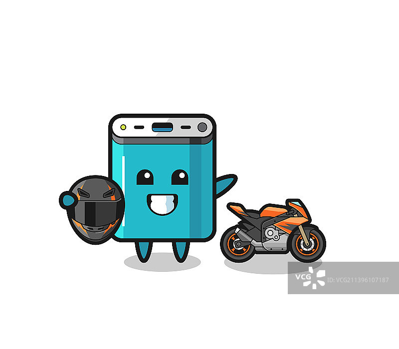可爱的充电宝卡通摩托车赛车手图片素材