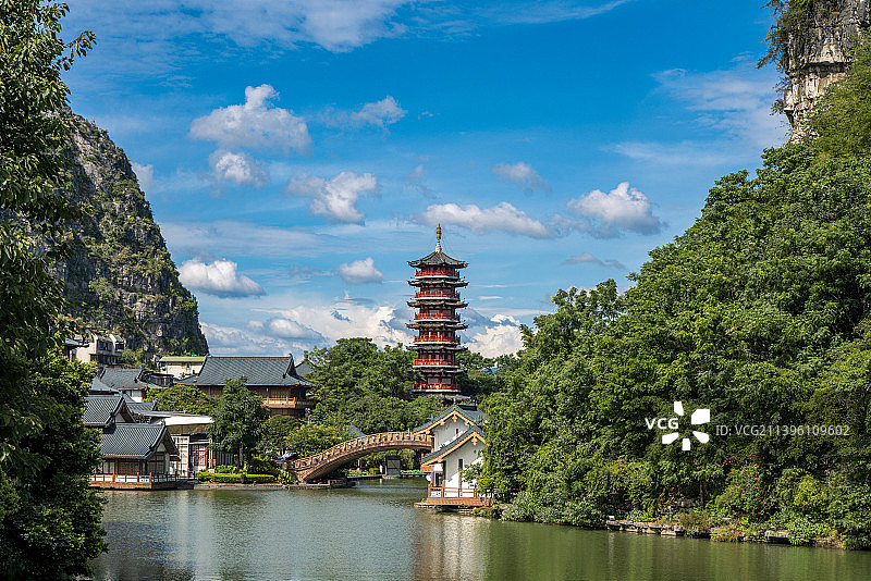 中国 广西 桂林 木龙湖景区 蓝天白云 风景图片素材