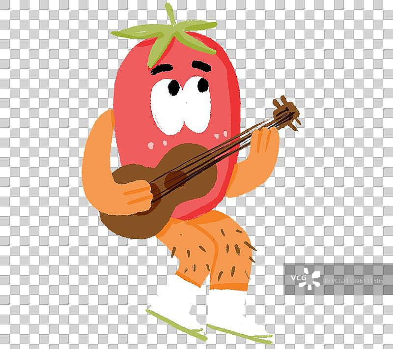 弹吉他的小番茄图片素材