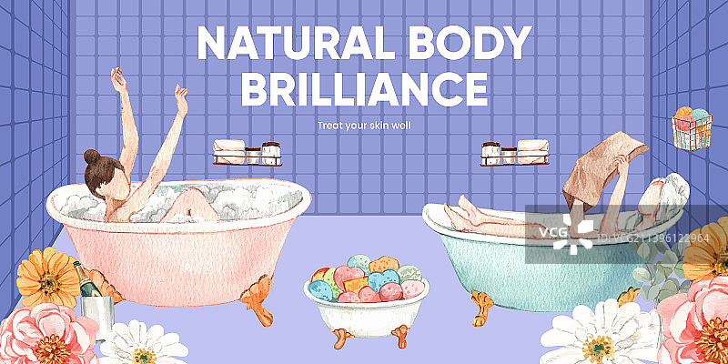 带有沐浴用品的博客标题模板图片素材