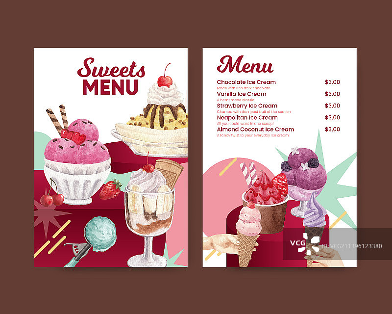 冰淇淋口味菜单模板图片素材