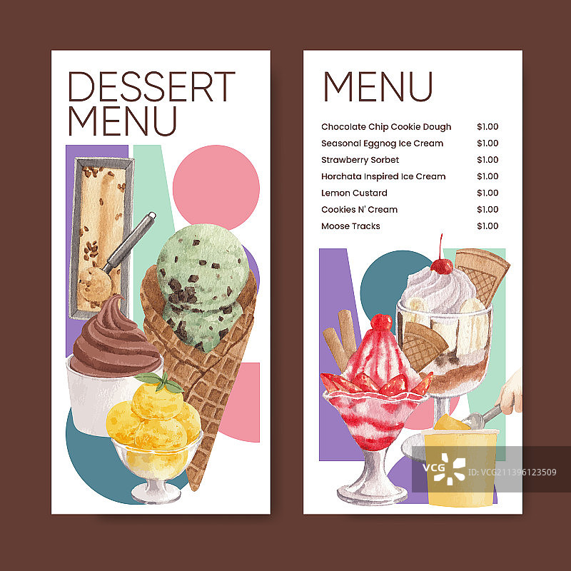 冰淇淋口味菜单模板图片素材