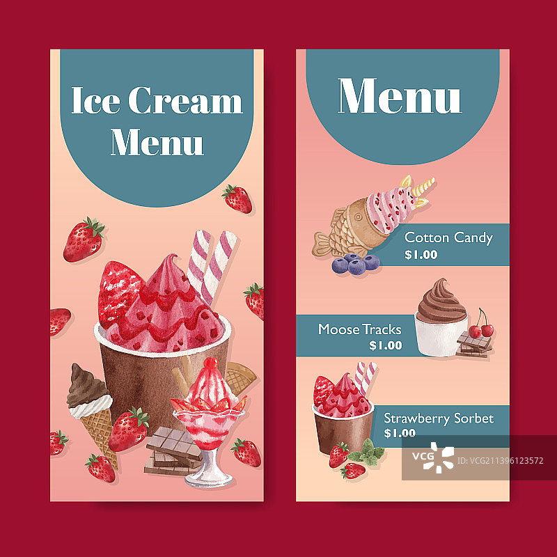 冰淇淋口味菜单模板图片素材