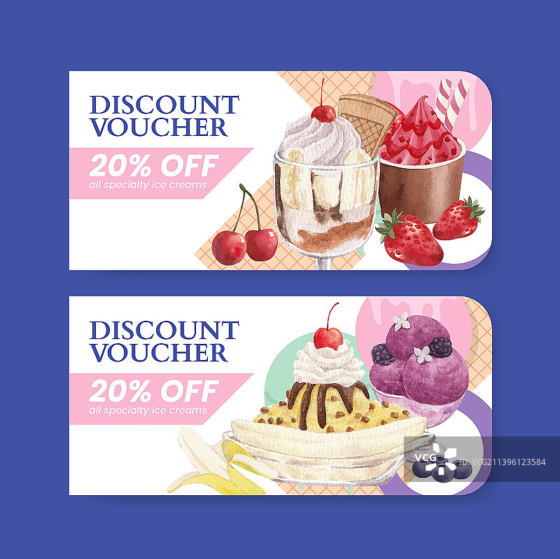 冰淇淋口味代金券模板图片素材