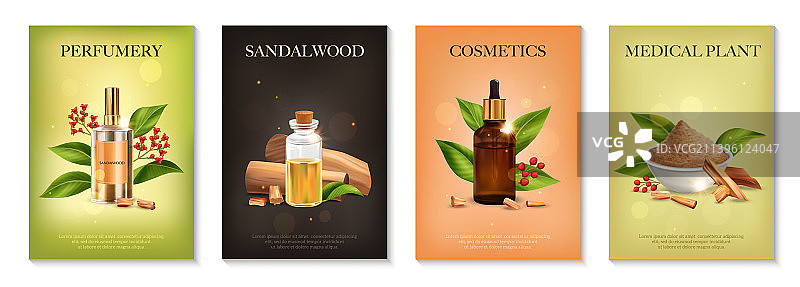 檀香木化妆品海报套装图片素材