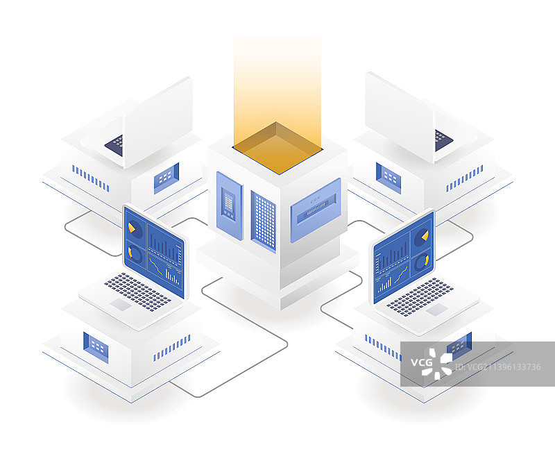 2.5D概念计算机网络图片素材