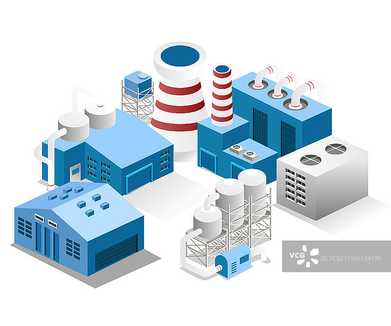 2.5D扁平化工厂工业概念图片素材