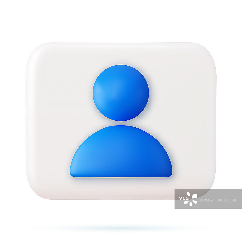 3D白色方形图标按钮人物图片素材
