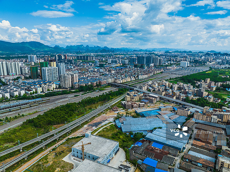 航拍桂林城北区轨道交通图片素材