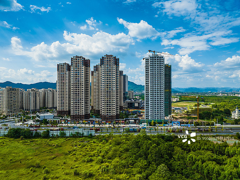 航拍桂林城北区城市建筑图片素材