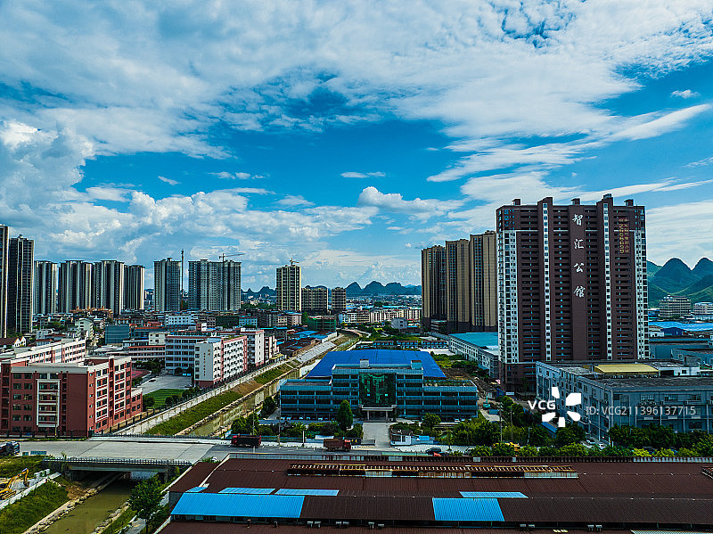 航拍桂林城北区城市建筑图片素材