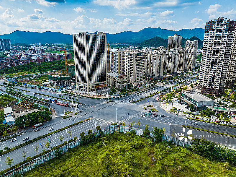 航拍桂林城北区城市建筑图片素材