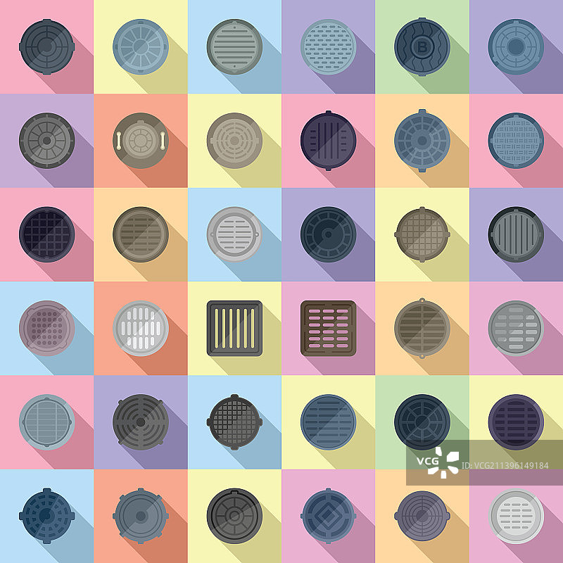 沙井盖图标扁平化设计图片素材