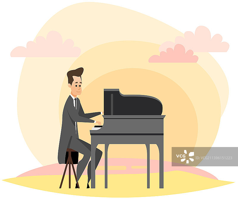 音乐会服装的钢琴家图片素材