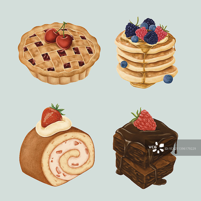 美味手绘甜点合集图片素材