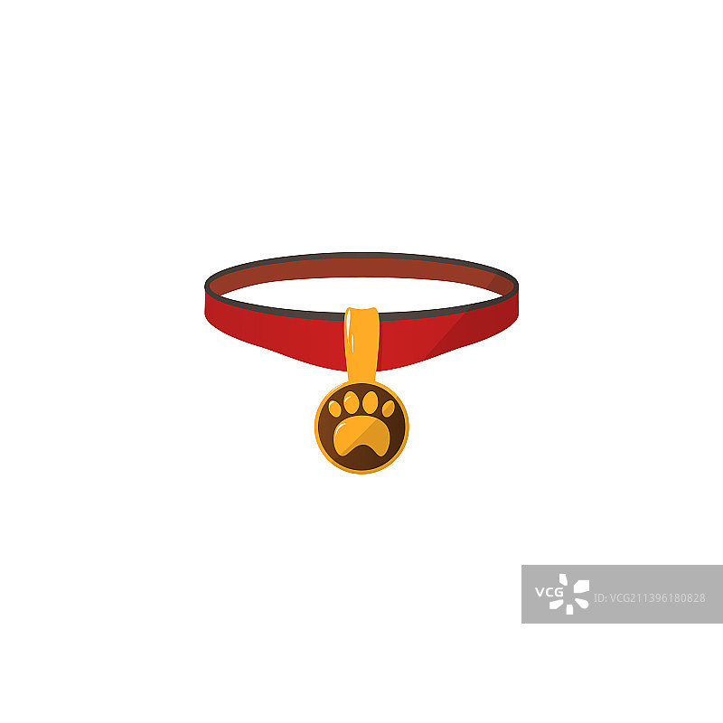 猫狗卡通红色项圈奖章图片素材