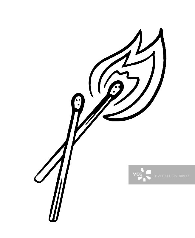 手绘涂鸦厨房配件火柴图片素材