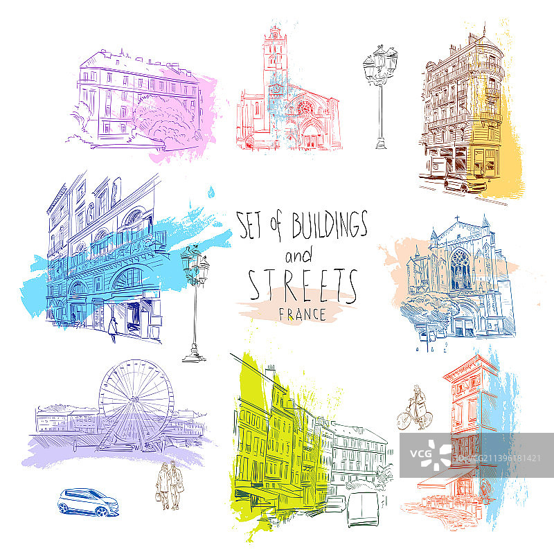 建筑立面楼宇和街道图片素材