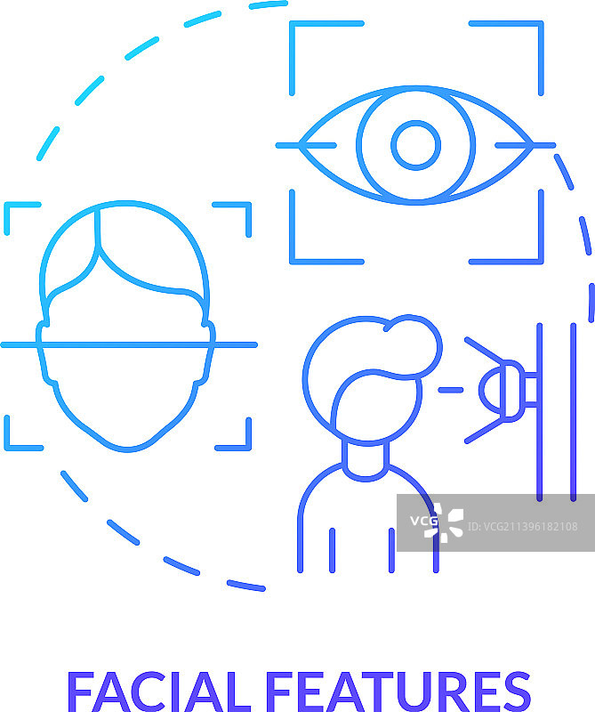 面部特征蓝色渐变概念图标图片素材
