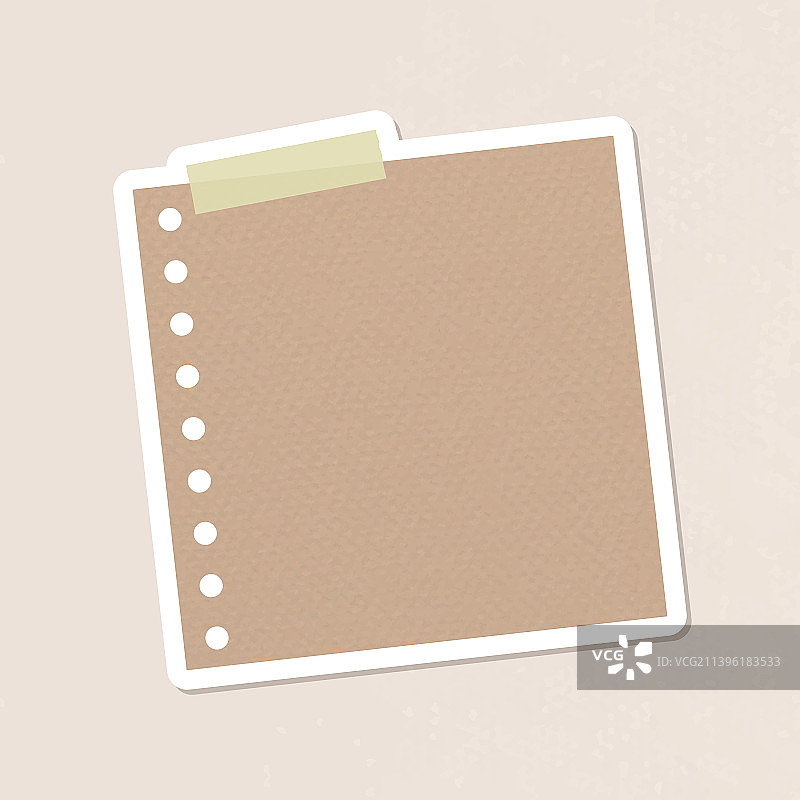棕色打孔记事本贴纸图片素材