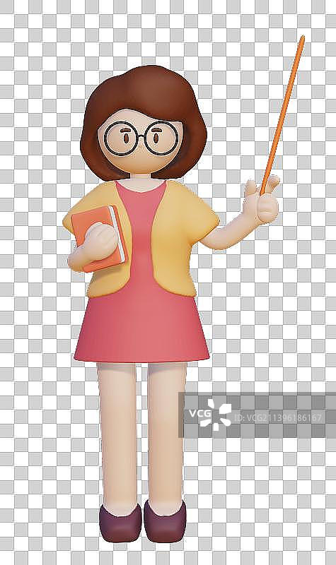 老师3D卡通插画素材图片素材
