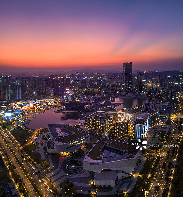 珠海金湾区航空新城建筑夜景图片素材