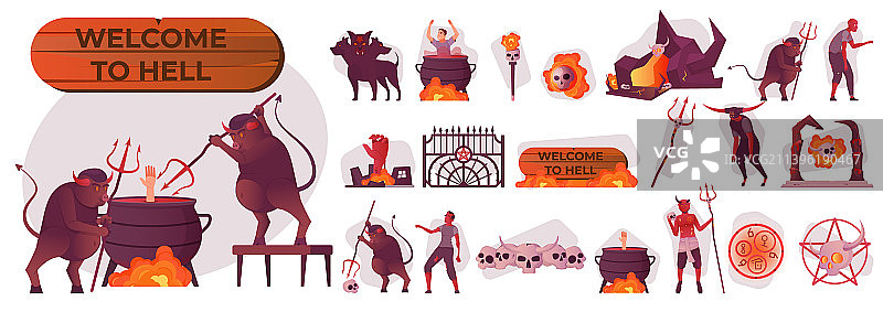 地狱场景组合图片素材