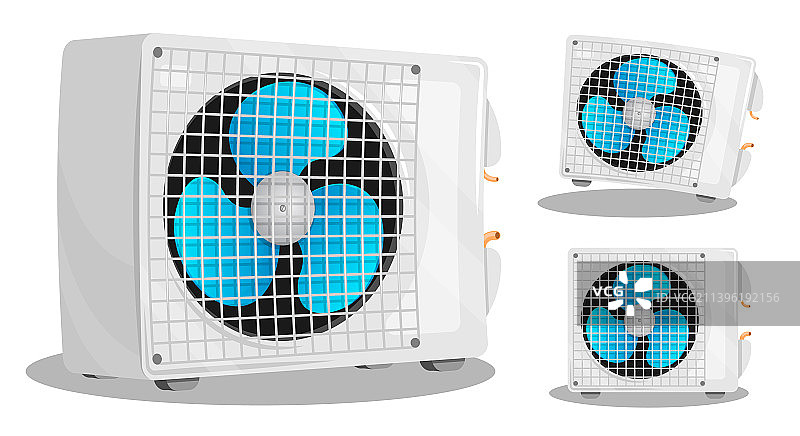 带三叶风扇的空调机组房间图片素材