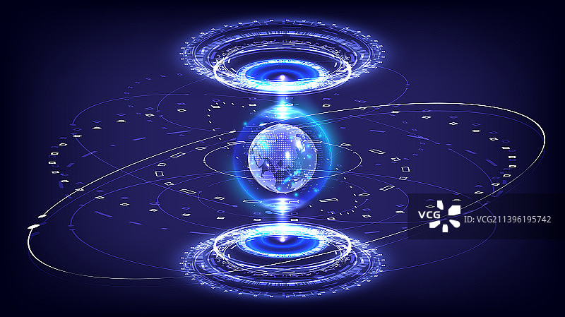 传送门和地球全息图未来科技图片素材