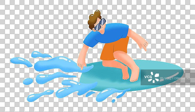 原创一个戴着眼镜冲浪的男孩图片素材