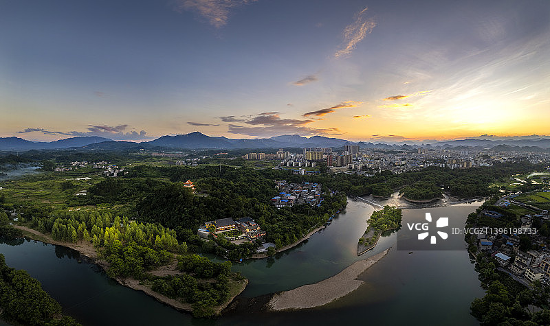 航拍册水城市风光兴安灵渠图片素材
