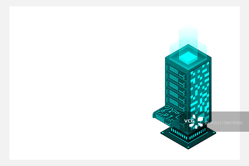数据中心等距抽象3d托管服务器图片素材