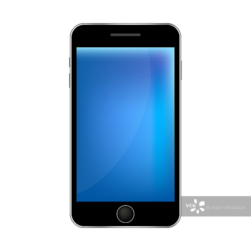 逼真风格UI设计中的蓝色手机屏幕图片素材