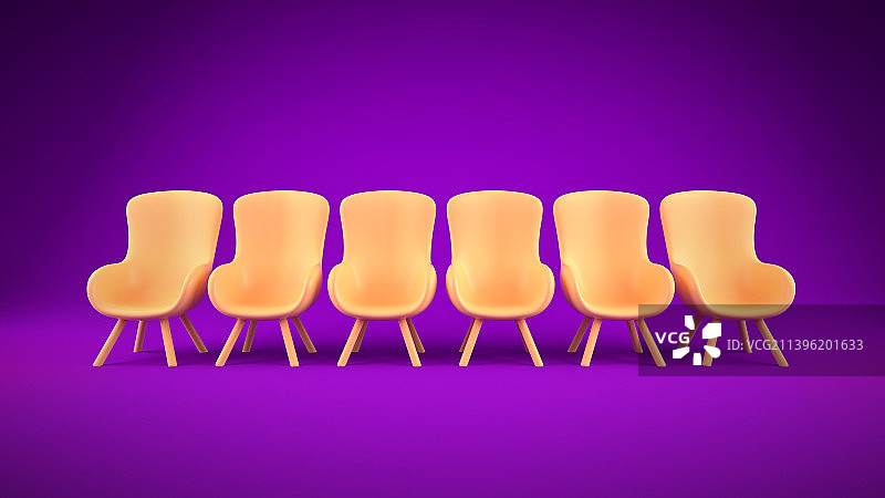 一排黄色椅子的三维渲染图片素材