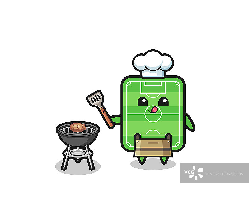 带有烤架的足球场烧烤厨师图片素材