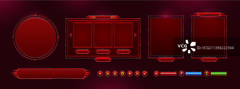 游戏菜单界面UI元素按钮栏集合图片素材