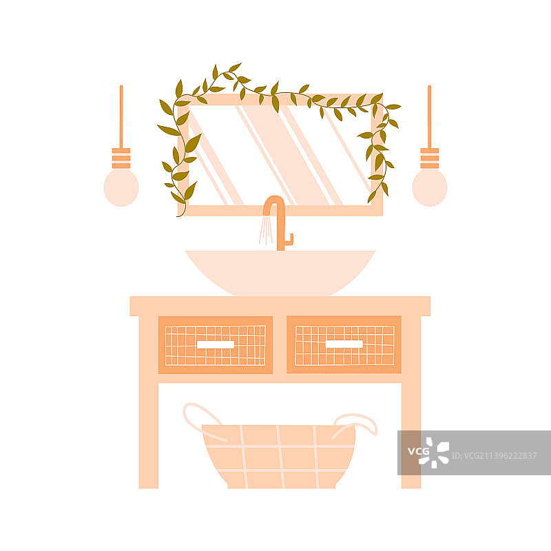 水槽盥洗台灯镜子篮子图片素材