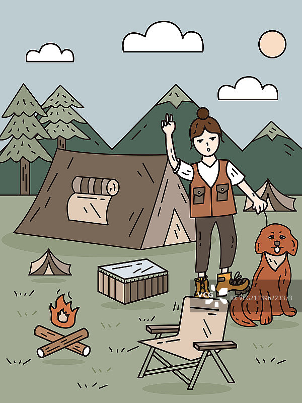 户外露营日插画图片素材