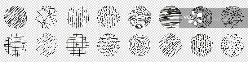 手绘圆形抽象图案套装图片素材