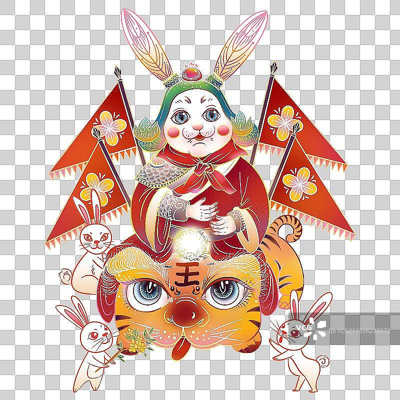 国庆节中秋节兔爷国潮插画图片素材