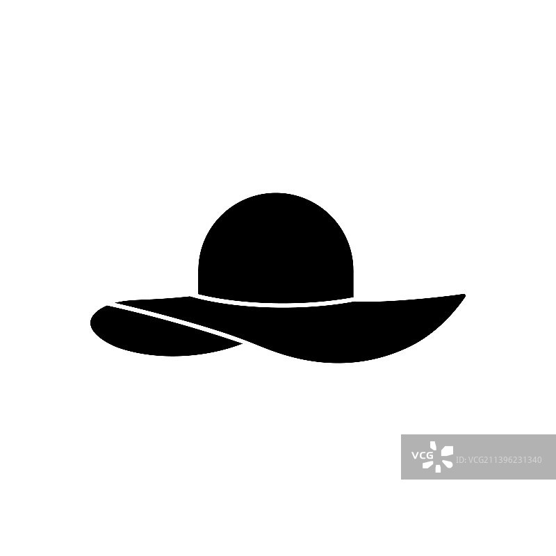 黑色剪影的女性沙滩帽图标图片素材