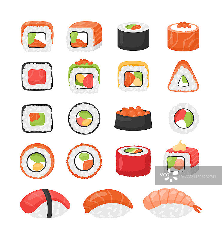 寿司卷图标合集图片素材