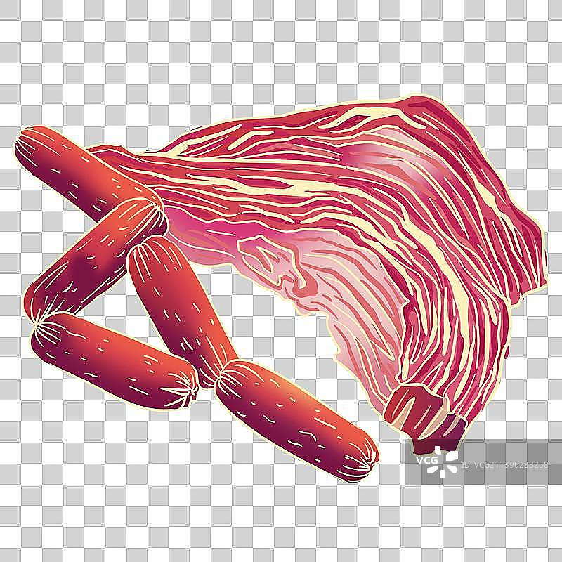 过年腊肉腊肠年货插画元素图片素材
