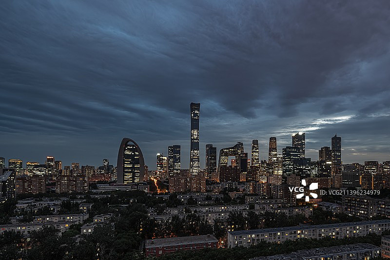 北京国贸CBD全家桶北京中信银行夜景图片素材
