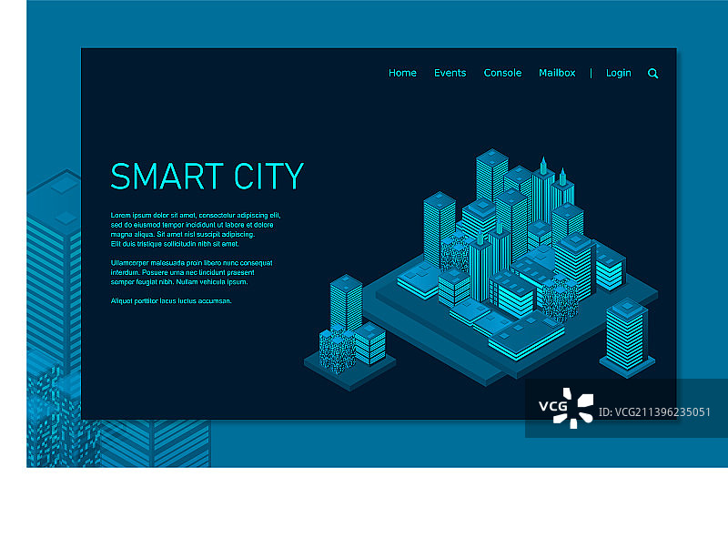 2.5D未来主义智能摩天大楼城市图片素材