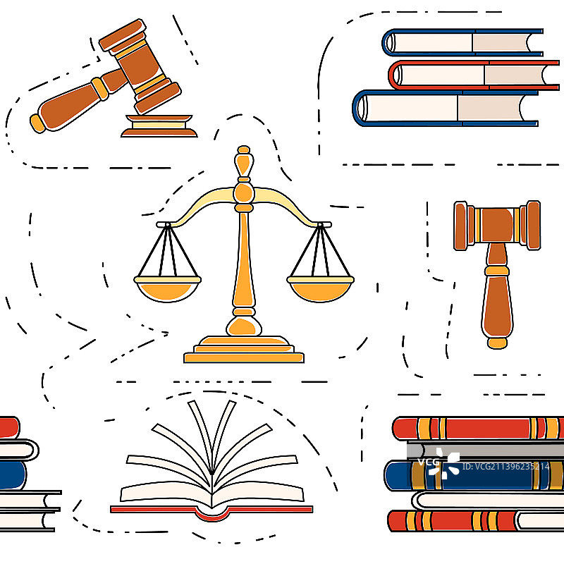 正义天平和木制法官无缝图案图片素材