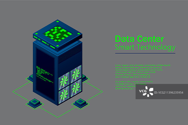 带有服务器机架的2.5D数据中心互联网图片素材