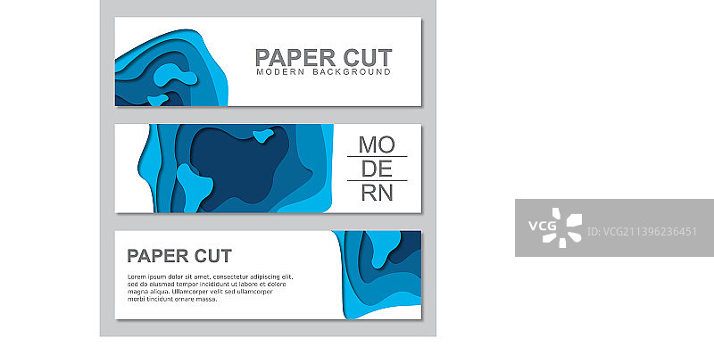 3D抽象背景纸张banner套装图片素材