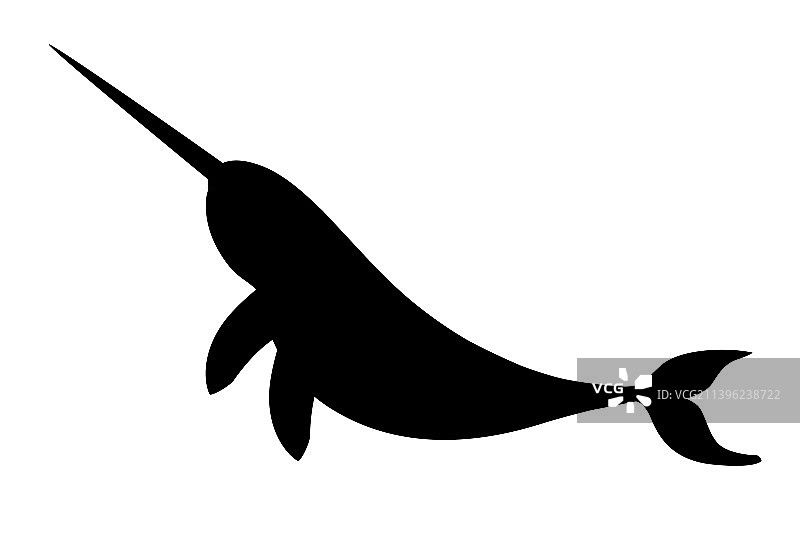 黑色轮廓独角鲸图片素材
